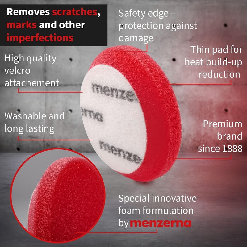 menzerna 3.5 Inch 2X Premium Polishing Pads Heavy Cut for Scratch Repair I Body Repair and Detailing Pads with Safety Edge & Velcro Attachment I Washable & Long Lasting - Image 2